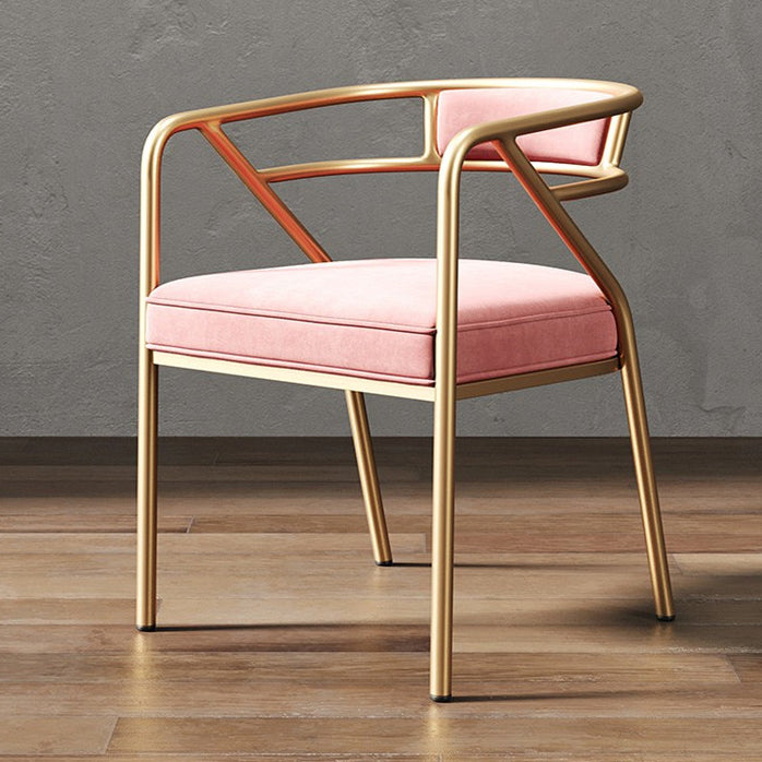 Low Back Office Chair with Fixed Arms Metal Base Modern Conference Chair Pink Gold Suede Clearhalo 'furn' 'furn_office_chair' 'Furniture' 'Office Chairs' 'Office Furniture' 'office_chair' 5536453