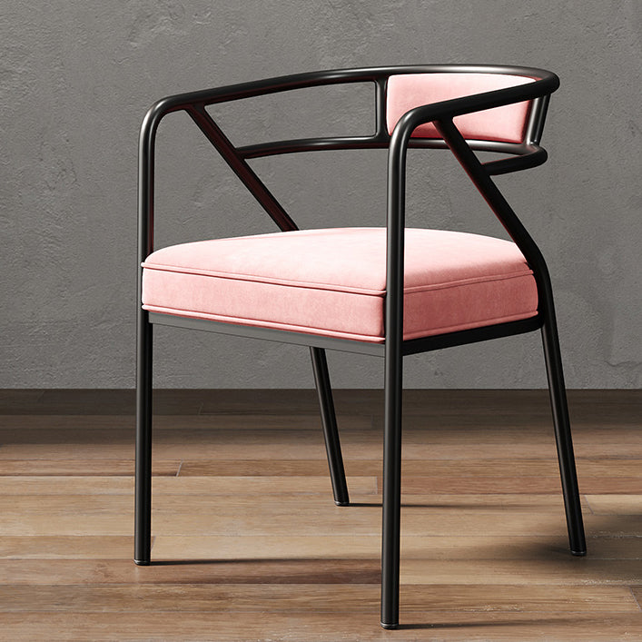 Low Back Office Chair with Fixed Arms Metal Base Modern Conference Chair Pink Black Suede Clearhalo 'furn' 'furn_office_chair' 'Furniture' 'Office Chairs' 'Office Furniture' 'office_chair' 5536454