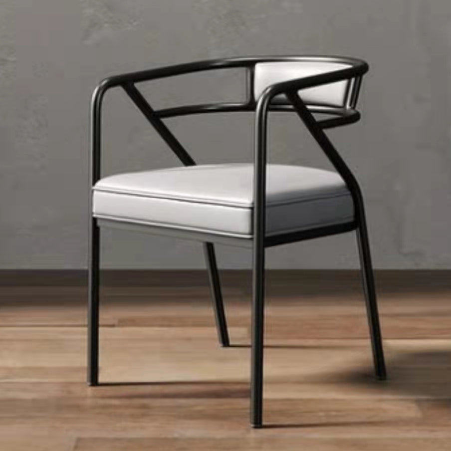 Low Back Office Chair with Fixed Arms Metal Base Modern Conference Chair Light Gray-Black Leather Clearhalo 'furn' 'furn_office_chair' 'Furniture' 'Office Chairs' 'Office Furniture' 'office_chair' 5536456