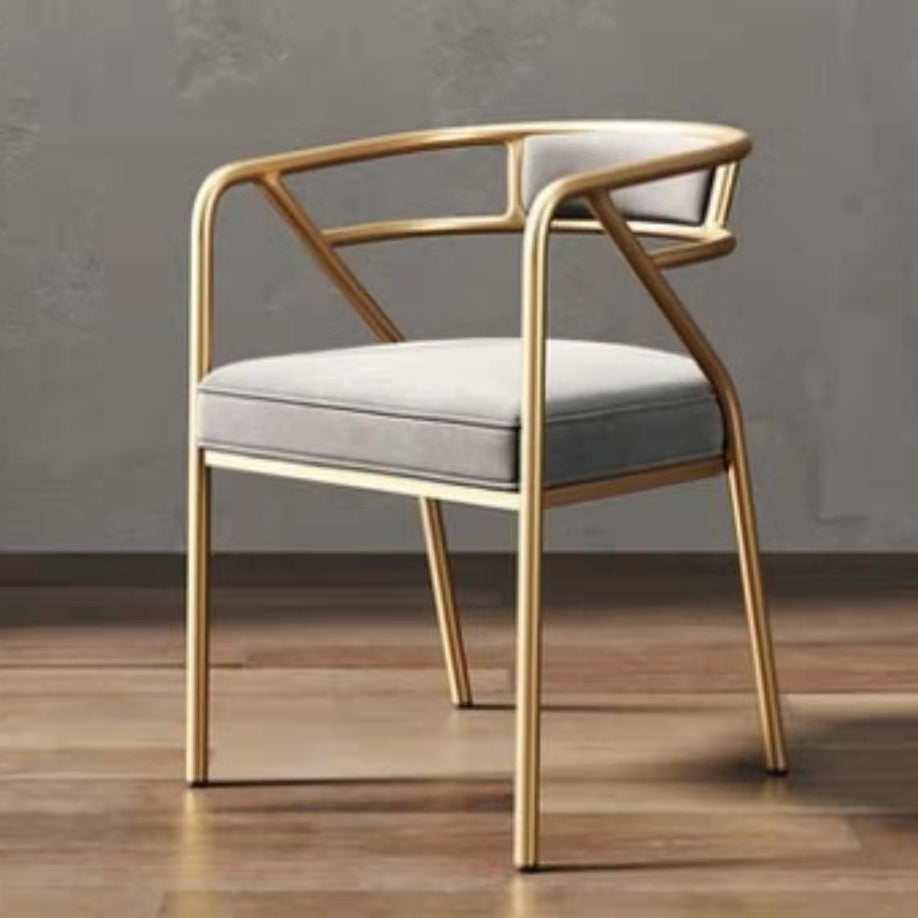 Low Back Office Chair with Fixed Arms Metal Base Modern Conference Chair Grey-Gold Suede Clearhalo 'furn' 'furn_office_chair' 'Furniture' 'Office Chairs' 'Office Furniture' 'office_chair' 5536457