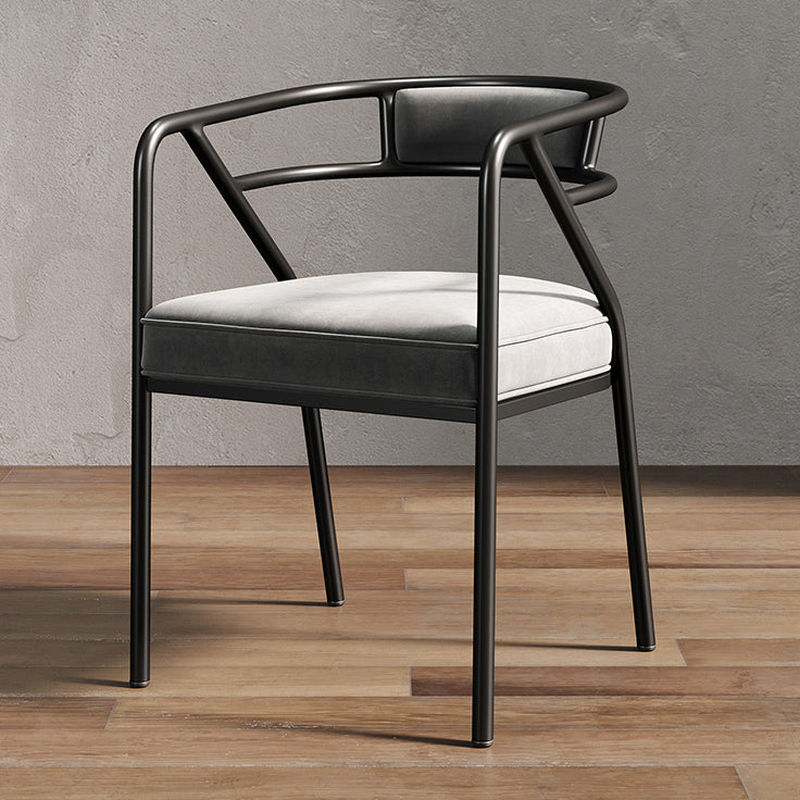 Low Back Office Chair with Fixed Arms Metal Base Modern Conference Chair Light Gray-Black Suede Clearhalo 'furn' 'furn_office_chair' 'Furniture' 'Office Chairs' 'Office Furniture' 'office_chair' 5536458