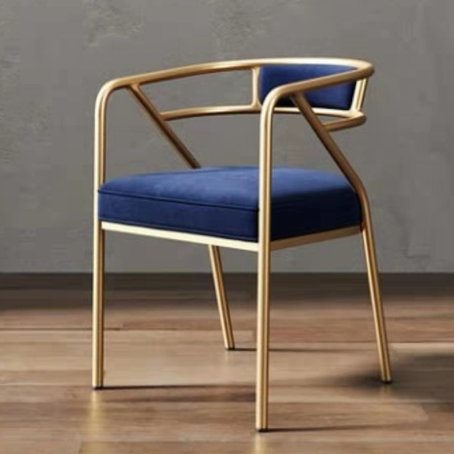 Low Back Office Chair with Fixed Arms Metal Base Modern Conference Chair Blue Gold Suede Clearhalo 'furn' 'furn_office_chair' 'Furniture' 'Office Chairs' 'Office Furniture' 'office_chair' 5536459