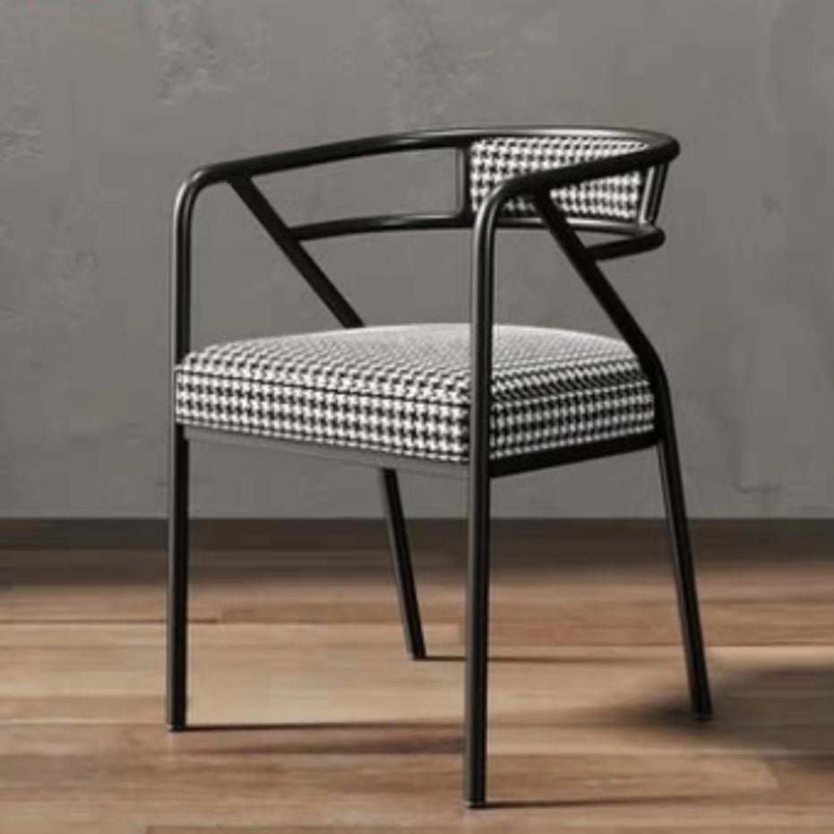 Low Back Office Chair with Fixed Arms Metal Base Modern Conference Chair White-Black Suede Clearhalo 'furn' 'furn_office_chair' 'Furniture' 'Office Chairs' 'Office Furniture' 'office_chair' 5536462