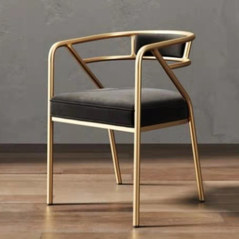 Low Back Office Chair with Fixed Arms Metal Base Modern Conference Chair Black-Gold Suede Clearhalo 'furn' 'furn_office_chair' 'Furniture' 'Office Chairs' 'Office Furniture' 'office_chair' 5536465