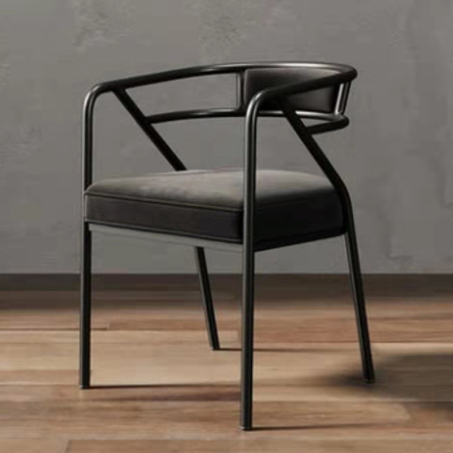 Low Back Office Chair with Fixed Arms Metal Base Modern Conference Chair Black Suede Clearhalo 'furn' 'furn_office_chair' 'Furniture' 'Office Chairs' 'Office Furniture' 'office_chair' 5536466