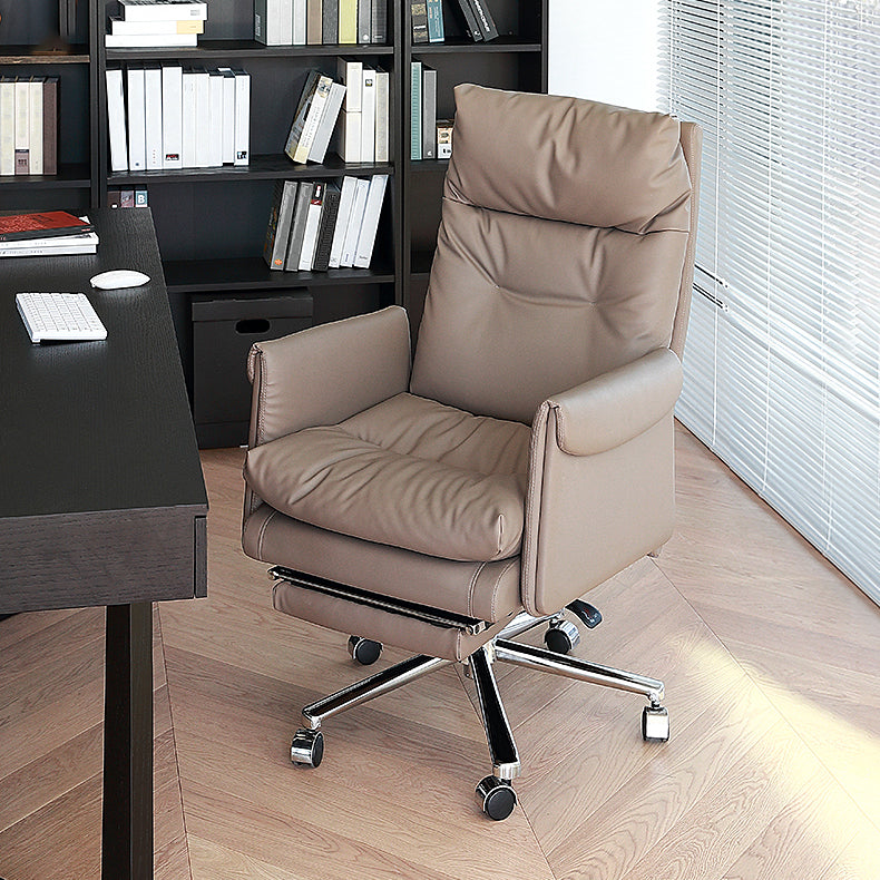 Height-adjustable Managers Chair Ergonomic Adjustable Executive Leather Chair Light Coffee With Footrest Clearhalo 'furn' 'furn_office_chair' 'Furniture' 'Office Chairs' 'Office Furniture' 'office_chair' 5536468