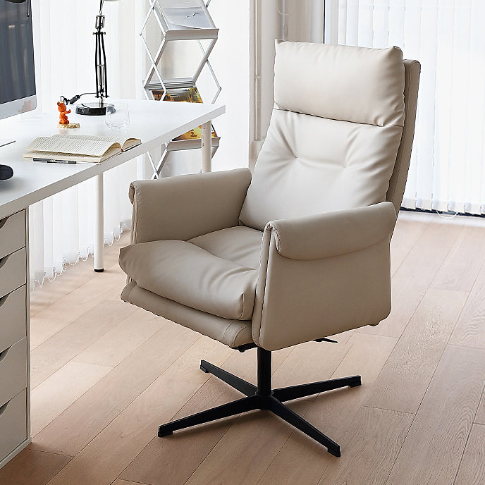 Height-adjustable Managers Chair Ergonomic Adjustable Executive Leather Chair Off-White Without Footrest Clearhalo 'furn' 'furn_office_chair' 'Furniture' 'Office Chairs' 'Office Furniture' 'office_chair' 5536469