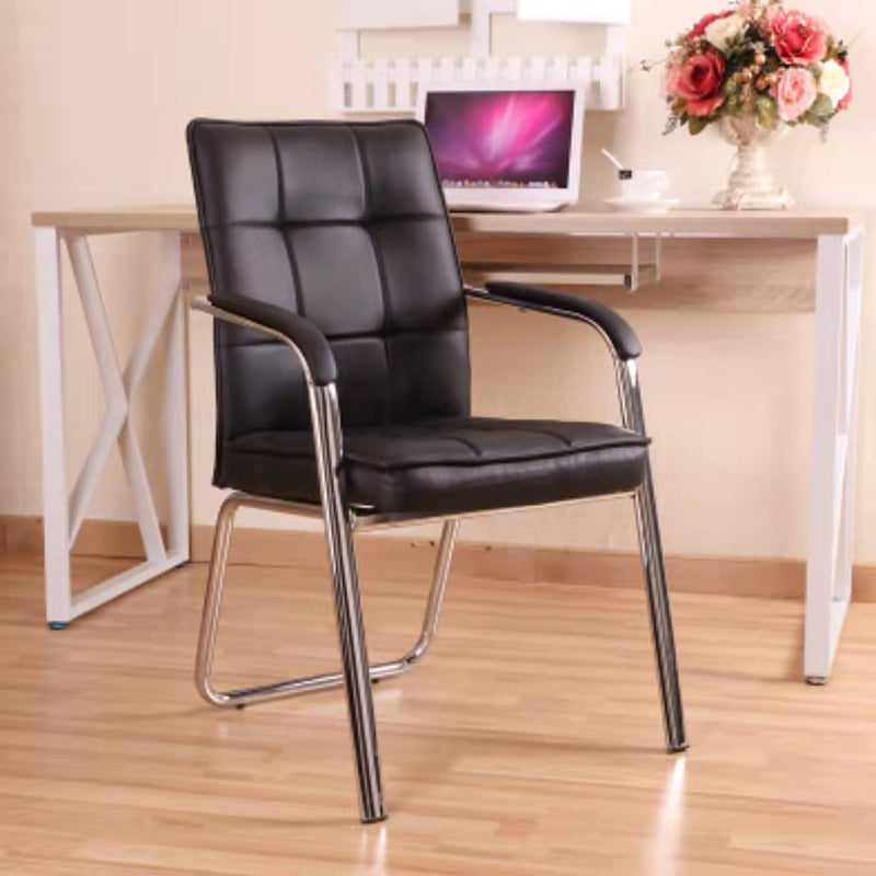 Modern Arm Desk Chair with Metal Base Mid Back Office Chair with Padded Arms