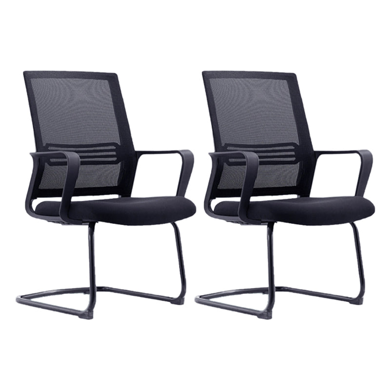 Modern Metal Conference Chair with Mid Back Breathable AirGrid Home Office Chair Black 2 Piece Set Clearhalo 'furn' 'furn_office_chair' 'Furniture' 'Office Chairs' 'Office Furniture' 'office_chair' 5536772