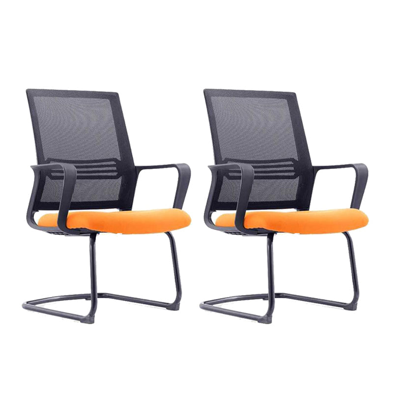 Modern Metal Conference Chair with Mid Back Breathable AirGrid Home Office Chair Orange 2 Piece Set Clearhalo 'furn' 'furn_office_chair' 'Furniture' 'Office Chairs' 'Office Furniture' 'office_chair' 5536777