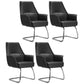 Modern Style Task Chair Leather Office Chair with Fixed Arms Matt Black 4 Piece Set Without Headrest Clearhalo 'furn' 'furn_office_chair' 'Furniture' 'Office Chairs' 'Office Furniture' 'office_chair' 5536851