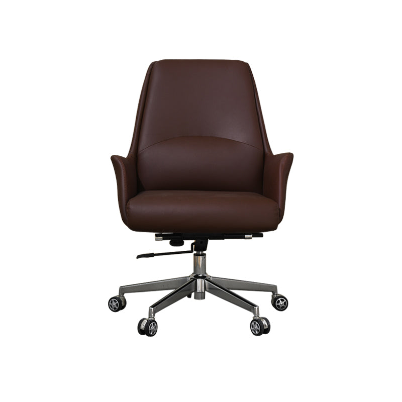Modern Style Task Chair Leather Office Chair with Fixed Arms Clearhalo 'furn' 'furn_office_chair' 'Furniture' 'Office Chairs' 'Office Furniture' 'office_chair' 5536852