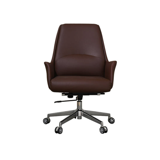 Modern Style Task Chair Leather Office Chair with Fixed Arms Clearhalo 'furn' 'furn_office_chair' 'Furniture' 'Office Chairs' 'Office Furniture' 'office_chair' 5536852