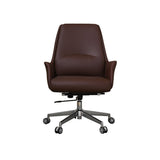 Modern Style Task Chair Leather Office Chair with Fixed Arms Clearhalo 'furn' 'furn_office_chair' 'Furniture' 'Office Chairs' 'Office Furniture' 'office_chair' 5536852