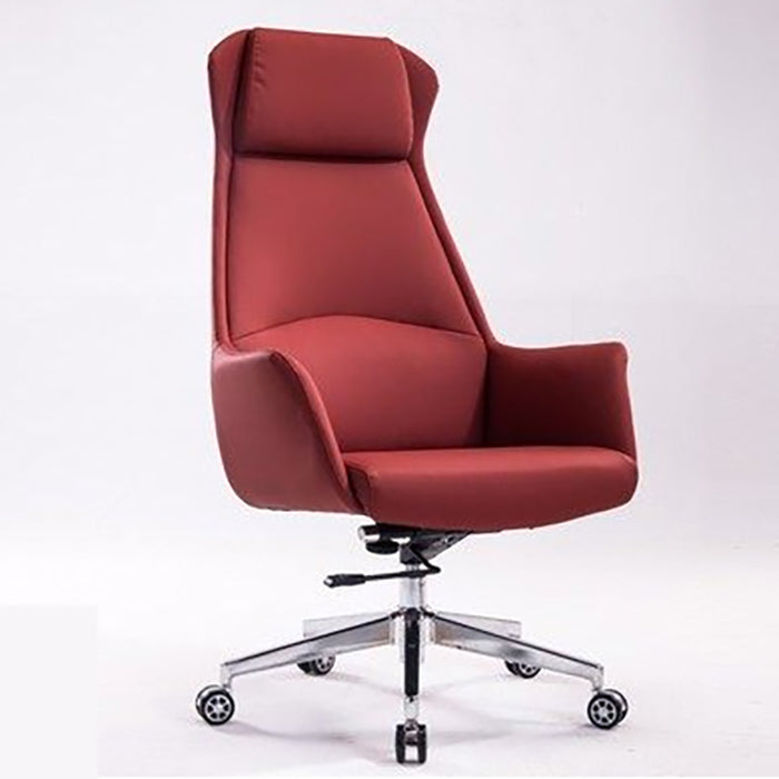 Modern Style Task Chair Leather Office Chair with Fixed Arms Red 1 Piece With Headrest Clearhalo 'furn' 'furn_office_chair' 'Furniture' 'Office Chairs' 'Office Furniture' 'office_chair' 5536857