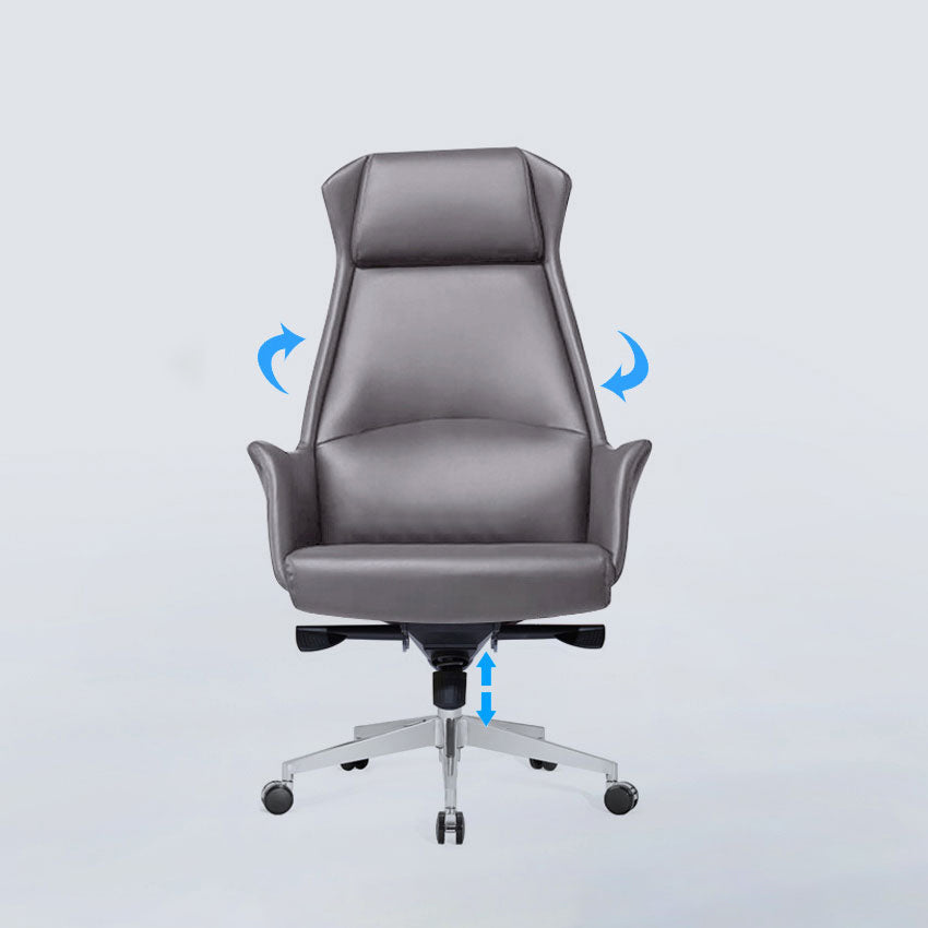 Modern Style Task Chair Leather Office Chair with Fixed Arms Clearhalo 'furn' 'furn_office_chair' 'Furniture' 'Office Chairs' 'Office Furniture' 'office_chair' 5536858