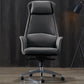 Modern Style Task Chair Leather Office Chair with Fixed Arms Dark Gray 1 Piece With Headrest Clearhalo 'furn' 'furn_office_chair' 'Furniture' 'Office Chairs' 'Office Furniture' 'office_chair' 5536864