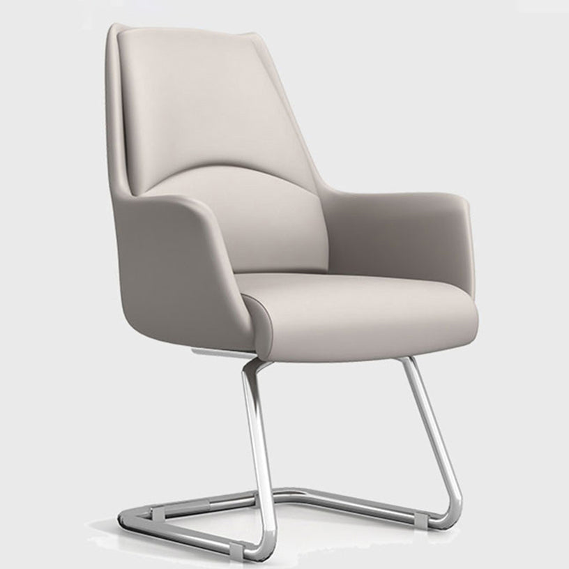 Modern Style Task Chair Leather Office Chair with Fixed Arms Clearhalo 'furn' 'furn_office_chair' 'Furniture' 'Office Chairs' 'Office Furniture' 'office_chair' 5536865