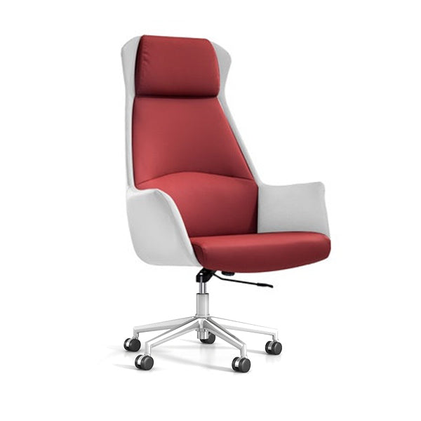 Modern Style Task Chair Leather Office Chair with Fixed Arms Peach 1 Piece With Headrest Clearhalo 'furn' 'furn_office_chair' 'Furniture' 'Office Chairs' 'Office Furniture' 'office_chair' 5536866