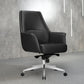 Modern Style Task Chair Leather Office Chair with Fixed Arms Black 1 Piece Without Headrest Clearhalo 'furn' 'furn_office_chair' 'Furniture' 'Office Chairs' 'Office Furniture' 'office_chair' 5536868