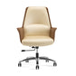 Modern Style Task Chair Leather Office Chair with Fixed Arms Beige 1 Piece Without Headrest Clearhalo 'furn' 'furn_office_chair' 'Furniture' 'Office Chairs' 'Office Furniture' 'office_chair' 5536872