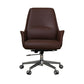 Modern Style Task Chair Leather Office Chair with Fixed Arms Dark Brown 1 Piece Without Headrest Clearhalo 'furn' 'furn_office_chair' 'Furniture' 'Office Chairs' 'Office Furniture' 'office_chair' 5536875