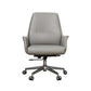 Modern Style Task Chair Leather Office Chair with Fixed Arms Light Grey 1 Piece Without Headrest Clearhalo 'furn' 'furn_office_chair' 'Furniture' 'Office Chairs' 'Office Furniture' 'office_chair' 5536876