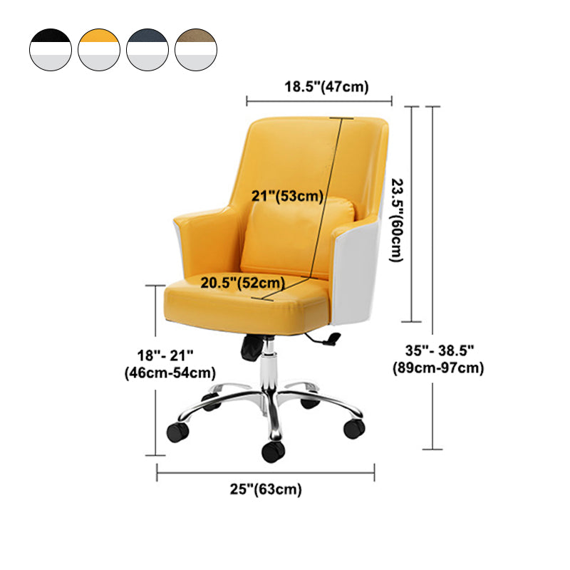 フェイクレザータスクチェアモダンな調整可能なスイベルオフィスチェア固定腕