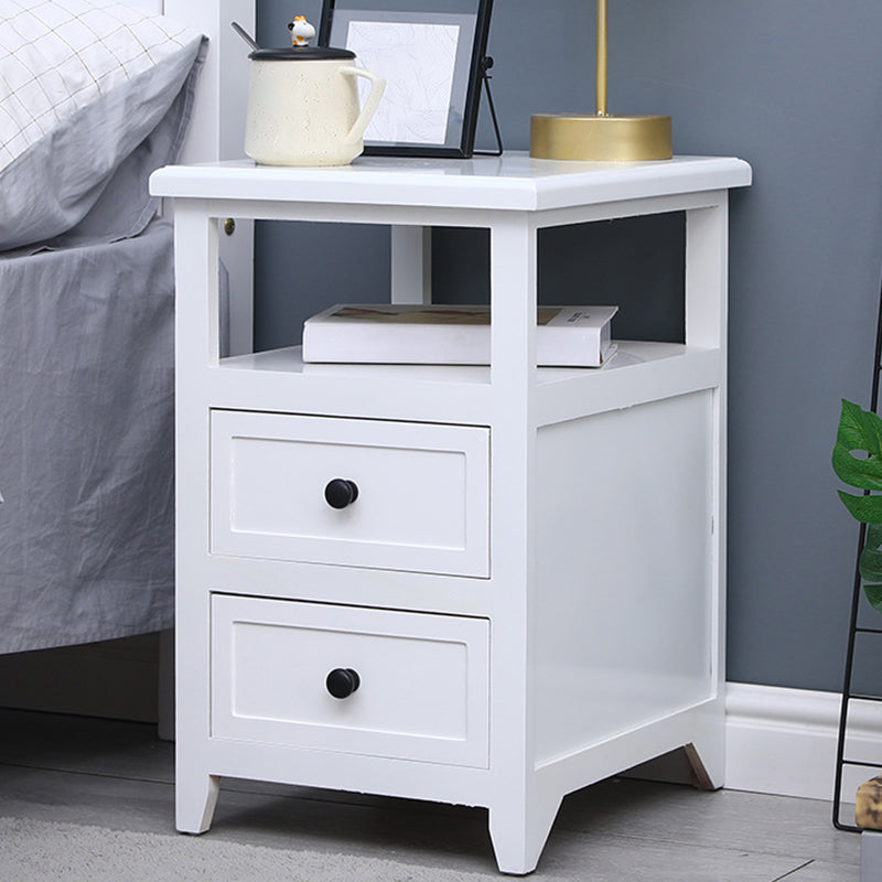 Modern Solid Wood Nightstand Drawers Storage 21 Inch H Legs Included Night Table 14"L x 16"W x 21.5"H Gloss White Clearhalo 'Bedroom Furniture' 'furn' 'furn_night_stand' 'Furniture' 'night_stand' 'Nightstands' 5537094