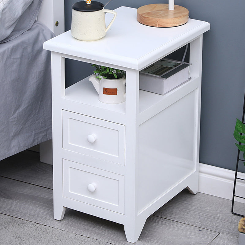 Modern Solid Wood Nightstand Drawers Storage 21 Inch H Legs Included Night Table 12"L x 16"W x 21.5"H White Clearhalo 'Bedroom Furniture' 'furn' 'furn_night_stand' 'Furniture' 'night_stand' 'Nightstands' 5537095