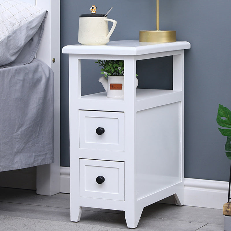 Modern Solid Wood Nightstand Drawers Storage 21 Inch H Legs Included Night Table 10"L x 16"W x 21.5"H Gloss White Clearhalo 'Bedroom Furniture' 'furn' 'furn_night_stand' 'Furniture' 'night_stand' 'Nightstands' 5537097