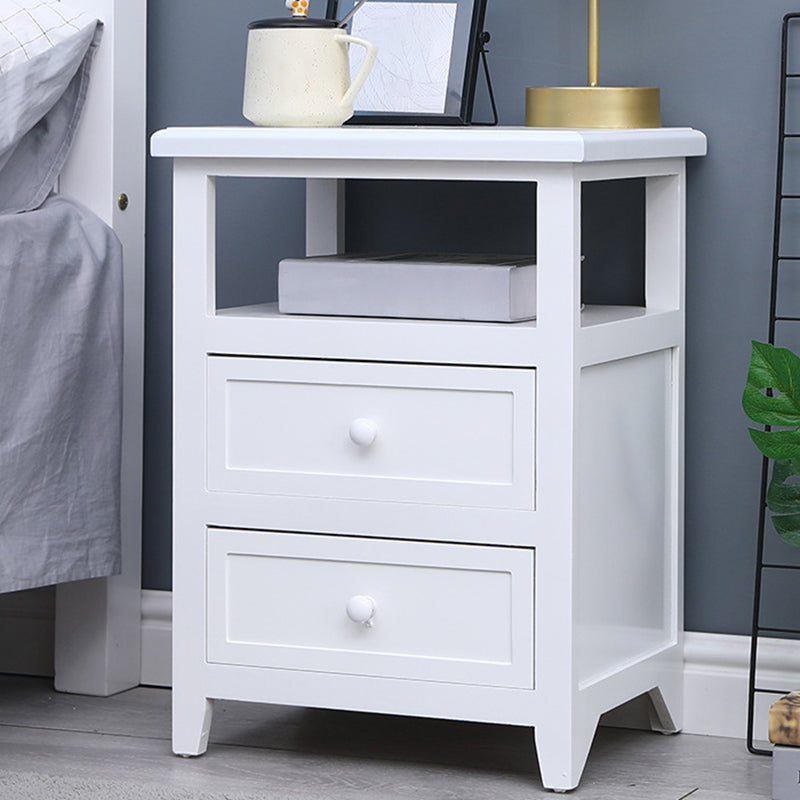 Modern Solid Wood Nightstand Drawers Storage 21 Inch H Legs Included Night Table 16"L x 12"W x 21.5"H White Clearhalo 'Bedroom Furniture' 'furn' 'furn_night_stand' 'Furniture' 'night_stand' 'Nightstands' 5537099