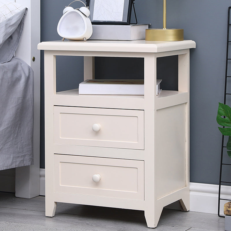 Modern Solid Wood Nightstand Drawers Storage 21 Inch H Legs Included Night Table 16"L x 12"W x 21.5"H Ivory Clearhalo 'Bedroom Furniture' 'furn' 'furn_night_stand' 'Furniture' 'night_stand' 'Nightstands' 5537101