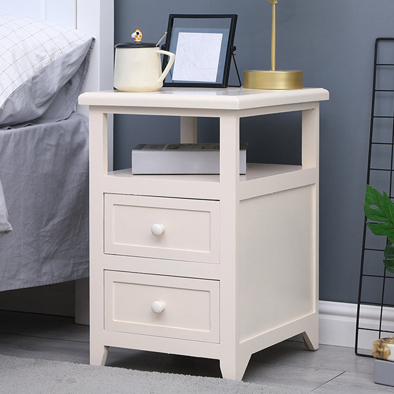 Modern Solid Wood Nightstand Drawers Storage 21 Inch H Legs Included Night Table 14"L x 16"W x 21.5"H Ivory Clearhalo 'Bedroom Furniture' 'furn' 'furn_night_stand' 'Furniture' 'night_stand' 'Nightstands' 5537106