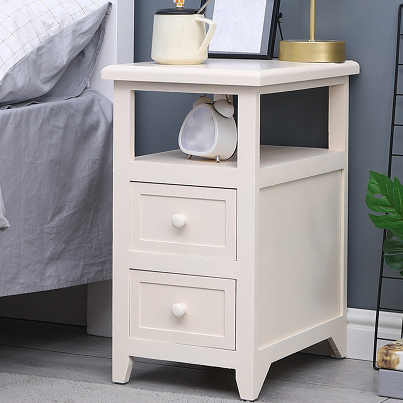 Modern Solid Wood Nightstand Drawers Storage 21 Inch H Legs Included Night Table 12"L x 16"W x 21.5"H Ivory Clearhalo 'Bedroom Furniture' 'furn' 'furn_night_stand' 'Furniture' 'night_stand' 'Nightstands' 5537108