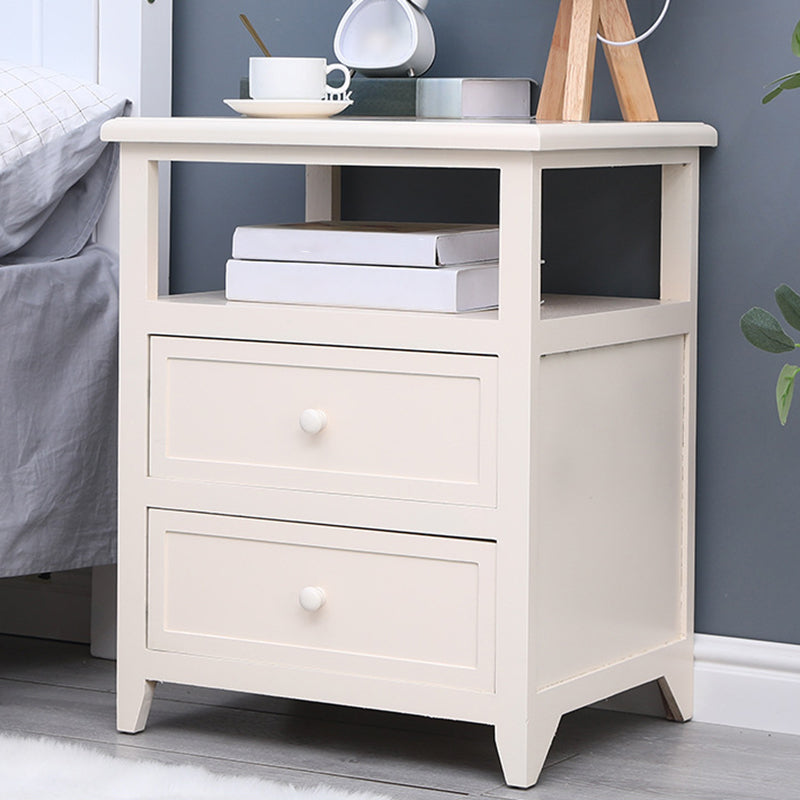 Modern Solid Wood Nightstand Drawers Storage 21 Inch H Legs Included Night Table 20"L x 16"W x 21.5"H Ivory Clearhalo 'Bedroom Furniture' 'furn' 'furn_night_stand' 'Furniture' 'night_stand' 'Nightstands' 5537113