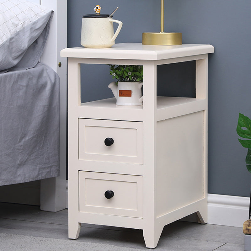 Modern Solid Wood Nightstand Drawers Storage 21 Inch H Legs Included Night Table 10"L x 16"W x 21.5"H Off-White Clearhalo 'Bedroom Furniture' 'furn' 'furn_night_stand' 'Furniture' 'night_stand' 'Nightstands' 5537116