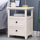 Modern Solid Wood Nightstand Drawers Storage 21 Inch H Legs Included Night Table 16"L x 12"W x 21.5"H Off-White Clearhalo 'Bedroom Furniture' 'furn' 'furn_night_stand' 'Furniture' 'night_stand' 'Nightstands' 5537119