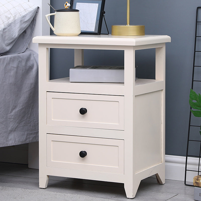 Modern Solid Wood Nightstand Drawers Storage 21 Inch H Legs Included Night Table 16"L x 12"W x 21.5"H Off-White Clearhalo 'Bedroom Furniture' 'furn' 'furn_night_stand' 'Furniture' 'night_stand' 'Nightstands' 5537119