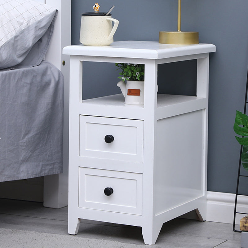Modern Solid Wood Nightstand Drawers Storage 21 Inch H Legs Included Night Table 12"L x 16"W x 21.5"H Gloss White Clearhalo 'Bedroom Furniture' 'furn' 'furn_night_stand' 'Furniture' 'night_stand' 'Nightstands' 5537121