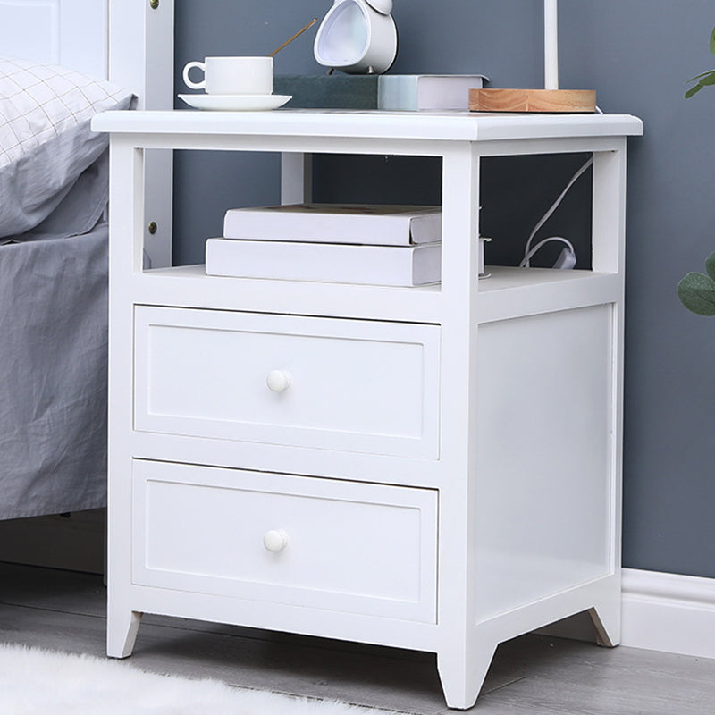 Modern Solid Wood Nightstand Drawers Storage 21 Inch H Legs Included Night Table 20"L x 16"W x 21.5"H White Clearhalo 'Bedroom Furniture' 'furn' 'furn_night_stand' 'Furniture' 'night_stand' 'Nightstands' 5537124
