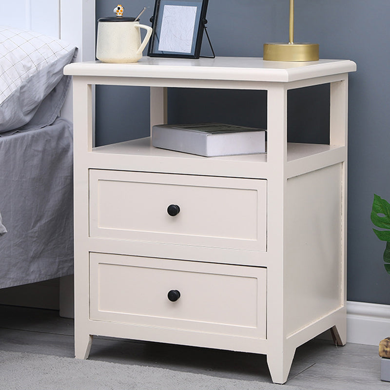 Modern Solid Wood Nightstand Drawers Storage 21 Inch H Legs Included Night Table 20"L x 16"W x 21.5"H Off-White Clearhalo 'Bedroom Furniture' 'furn' 'furn_night_stand' 'Furniture' 'night_stand' 'Nightstands' 5537125