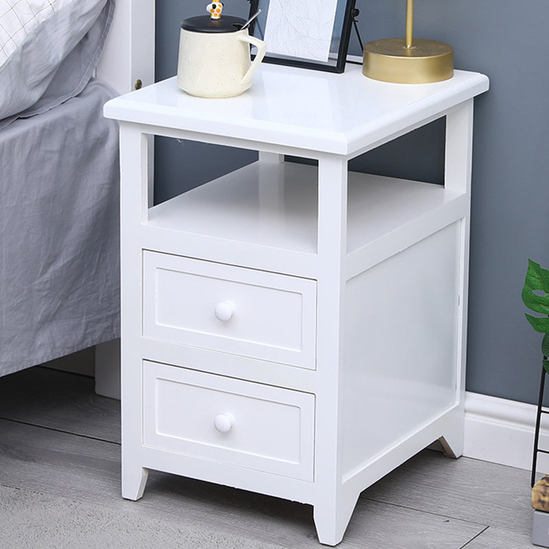 Modern Solid Wood Nightstand Drawers Storage 21 Inch H Legs Included Night Table 14"L x 16"W x 21.5"H White Clearhalo 'Bedroom Furniture' 'furn' 'furn_night_stand' 'Furniture' 'night_stand' 'Nightstands' 5537127