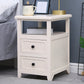 Modern Solid Wood Nightstand Drawers Storage 21 Inch H Legs Included Night Table 14"L x 16"W x 21.5"H Off-White Clearhalo 'Bedroom Furniture' 'furn' 'furn_night_stand' 'Furniture' 'night_stand' 'Nightstands' 5537128
