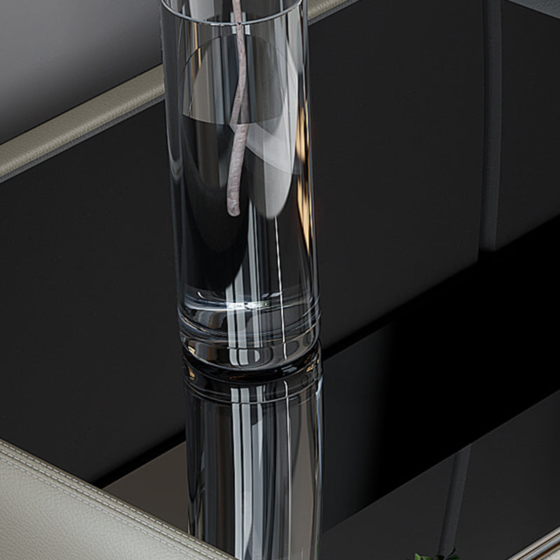 18" H Modern Bed Nightstand Glass Top Solid Wood Open Storage Night Table Clearhalo 'Bedroom Furniture' 'furn' 'furn_night_stand' 'Furniture' 'night_stand' 'Nightstands' 5537263