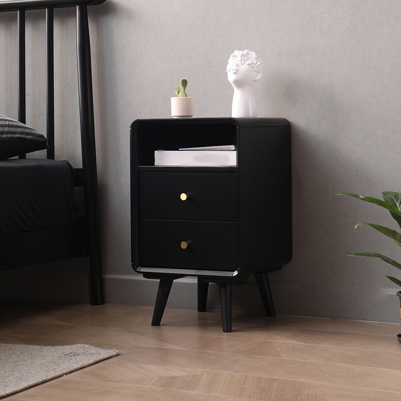 23 "H tavolo da notte in legno massiccio moderno a 2 gambe di stoccaggio aperto incluso