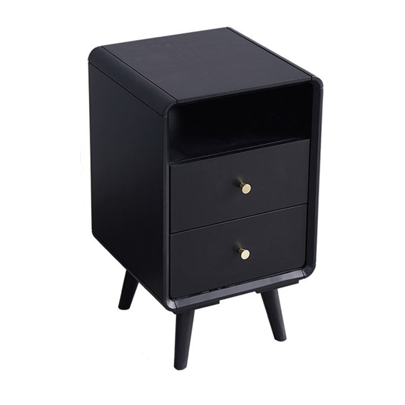 23 "H tavolo da notte in legno massiccio moderno a 2 gambe di stoccaggio aperto incluso