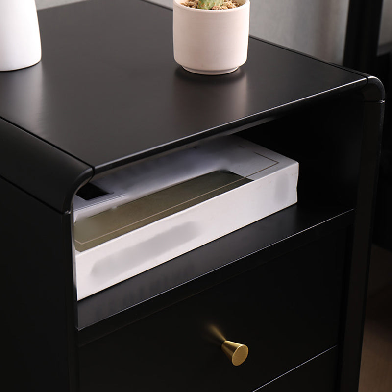 23 "H tavolo da notte in legno massiccio moderno a 2 gambe di stoccaggio aperto incluso