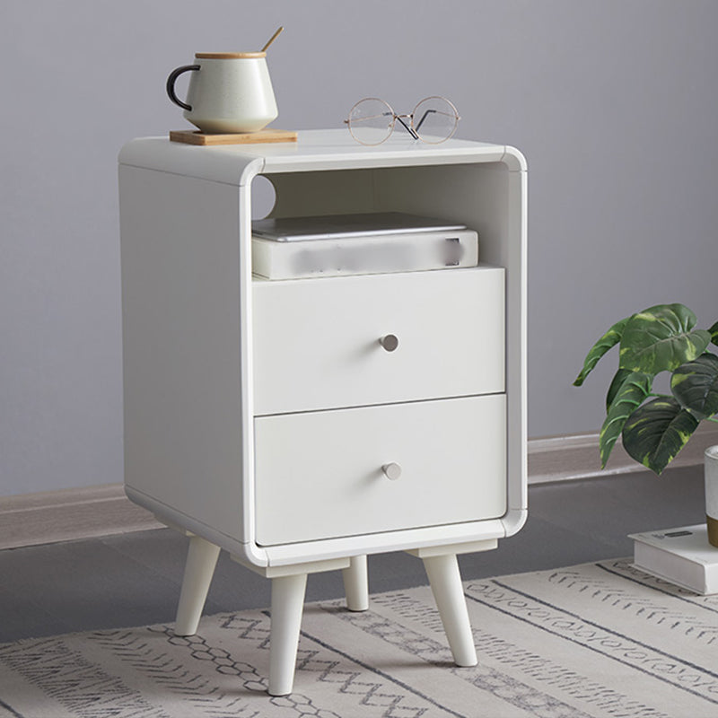 23 "H tavolo da notte in legno massiccio moderno a 2 gambe di stoccaggio aperto incluso