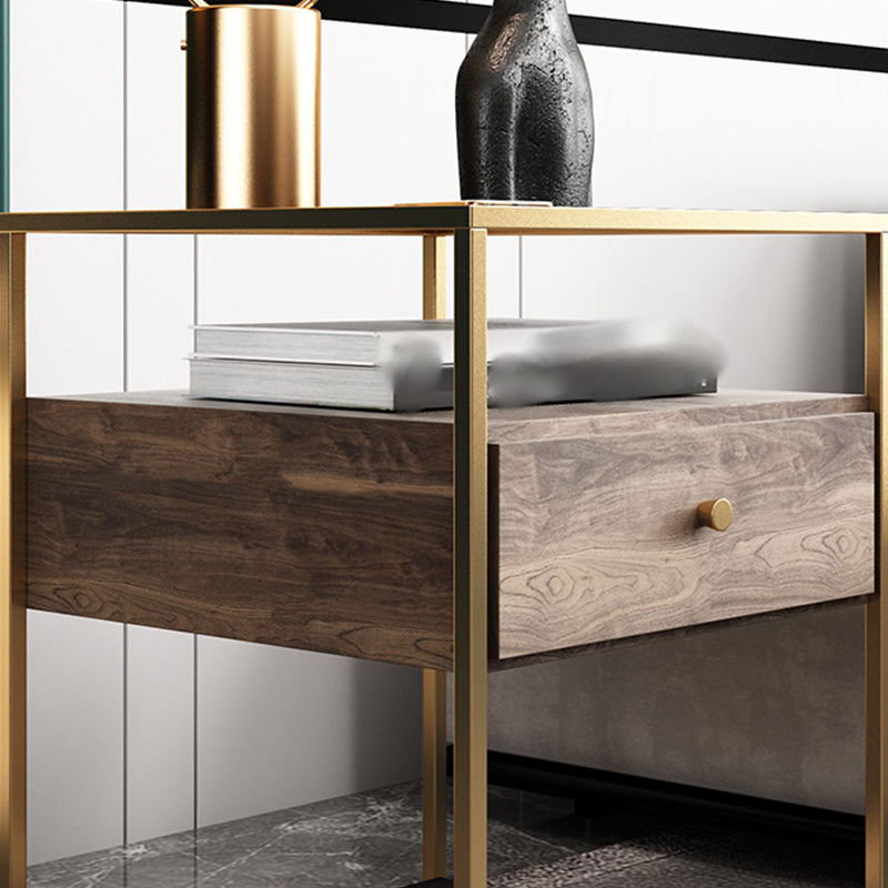 Glas Top Moderner Nachttisch Metall 22 '' hoher 1-Zauberer offener Aufbewahrungstisch